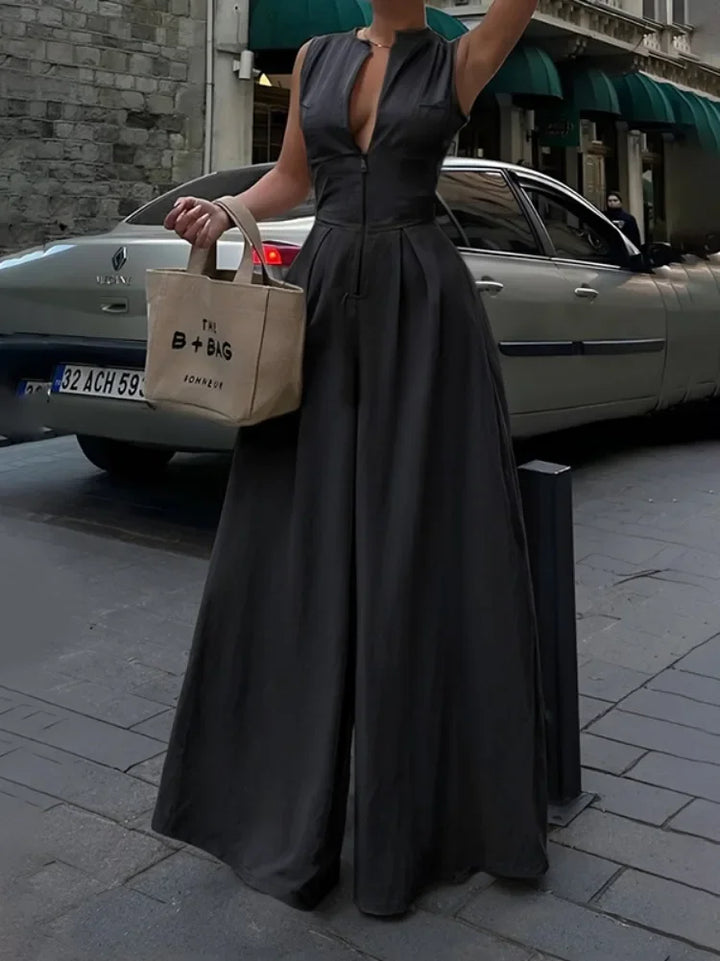 Elena | Tuta Elegante Con Scollo a V e Gamba Ampia